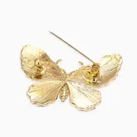 Брошь "Бабочка" матовая, в жилки, цвет чёрный в золоте