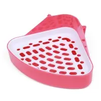 Туалет для кроликов и хорьков, 24&times;18&times;11 см, угловой, пластик, красный