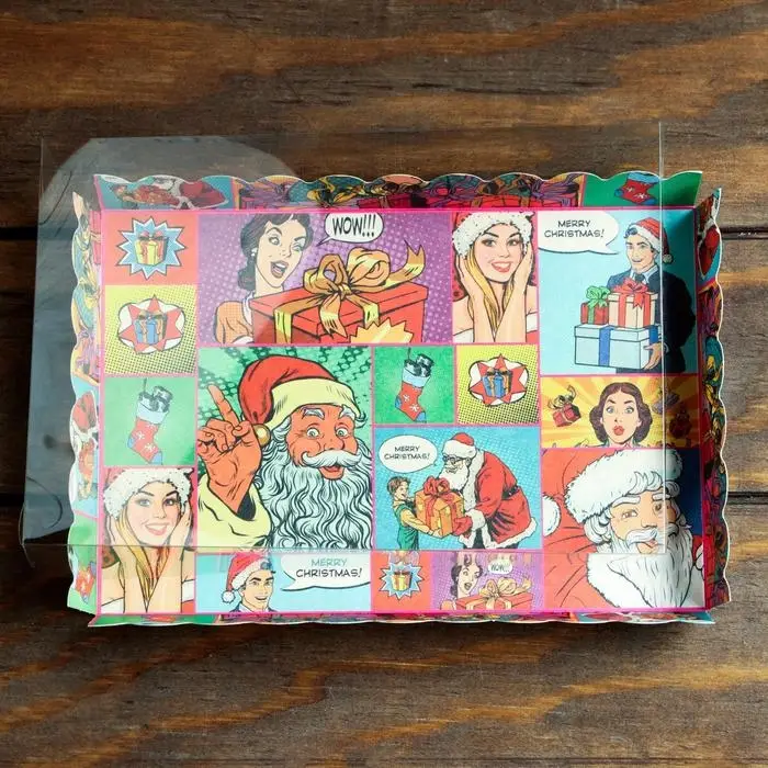 Коробочка для печенья "Pop - art новогодний сюрприз", 22&times;15&times;3 см