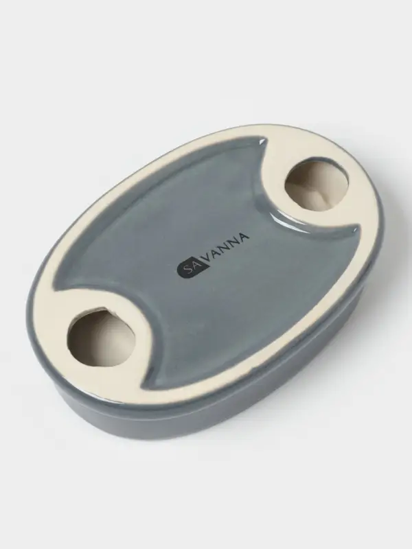 Аксессуары для ванной SAVANNA &laquo;Бэкки&raquo;, 3 предмета, мыльница, дозатор для мыла 400 мл, стакан, серо-голубые