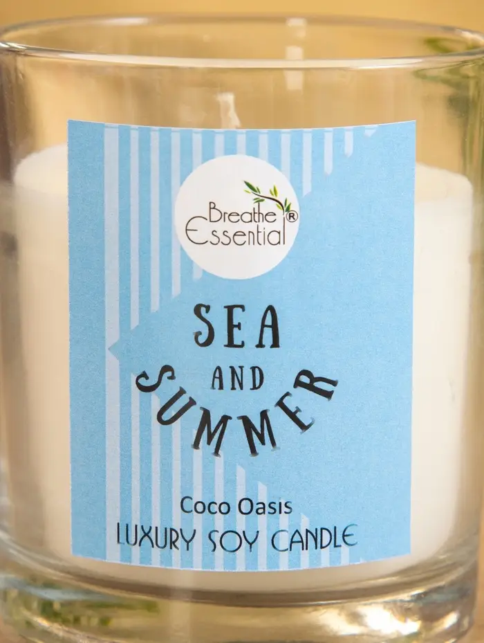 Свеча с кристаллом внутри Sea and Summer "Coco Oasis" кокос, 120 гр