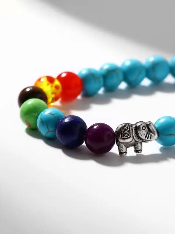 Браслет из бусин &laquo;Ассорти. Бирюза и Планеты&raquo;, d=7, голубой, разноцветный