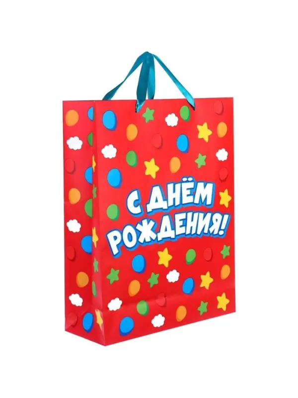 Пакет подарочный &laquo;С днём рождения&raquo;,31&times;40&times;11.5 см, упаковка, Синий трактор