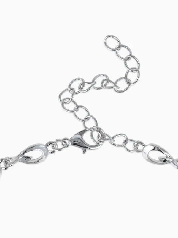 Набор 2 предмета: серьги, колье, цветок, белый в серебре, 45 см