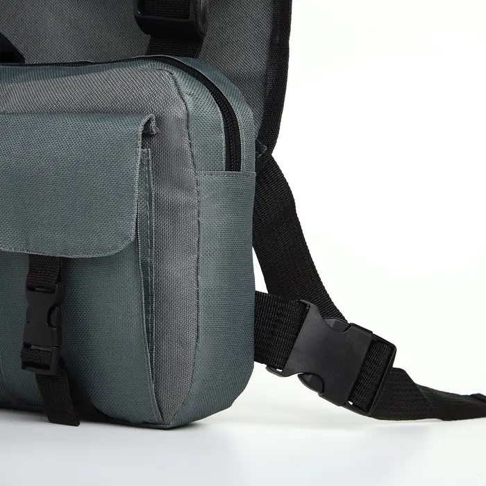 Сумка нагрудная на молнии, 2 наружных кармана, 21&times;3.5&times;16 см, серая