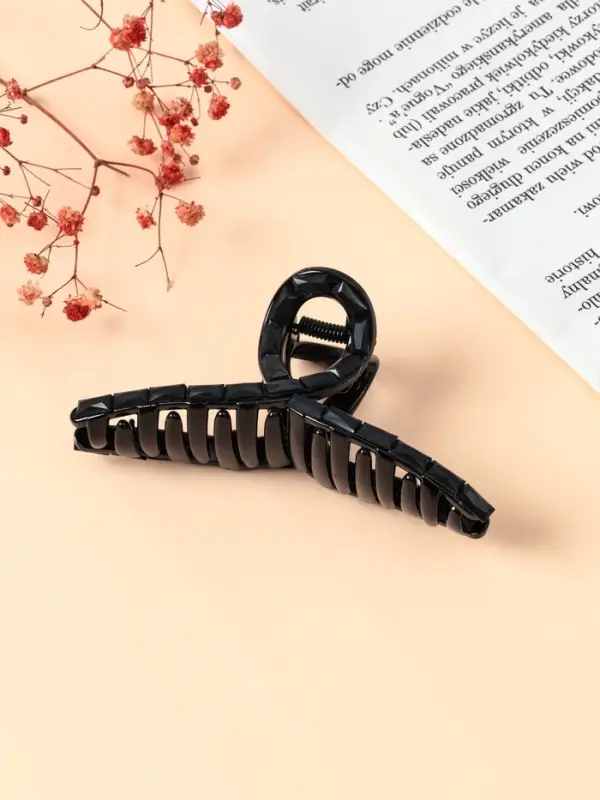 Крабик для волос &laquo;Кэрол&raquo;, петелька, 11&times;4 см, чёрный