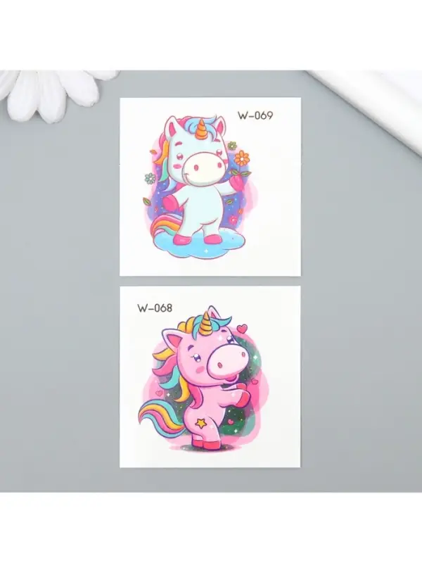 Переводная тату на тело цветная «Единорожек», 6×6 см, МИКС