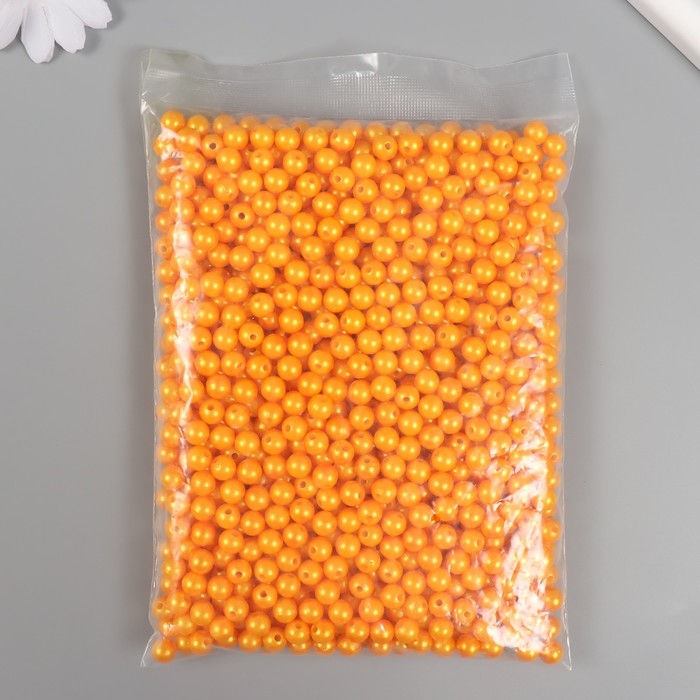 Набор бусин Набор бусин "Жемчуг" d 8 мм, 250 гр, оранжевый