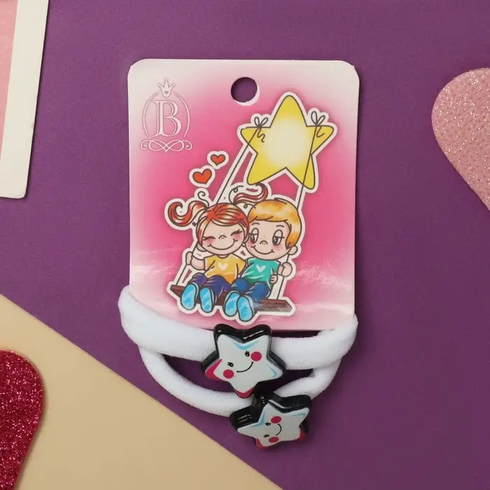 Резинка для волос  Резинка для волос "Нежность" (набор 2 шт) звёздочка, 4 см, белый