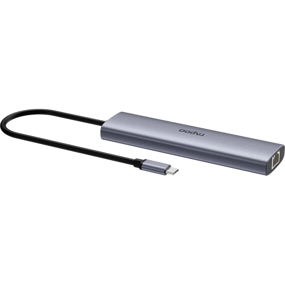 Разветвитель USB RAPOO 7в1 USB-C - PD+HDMI+USB+SD,TF+RJ45(13242)XD71-SGRY