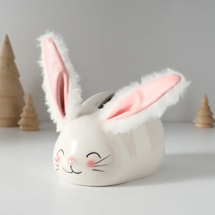 Копилка для денег &laquo;Румяный кролик с мягкими ушками&raquo;, керамика, 8.8&times;13.2&times;7 см
