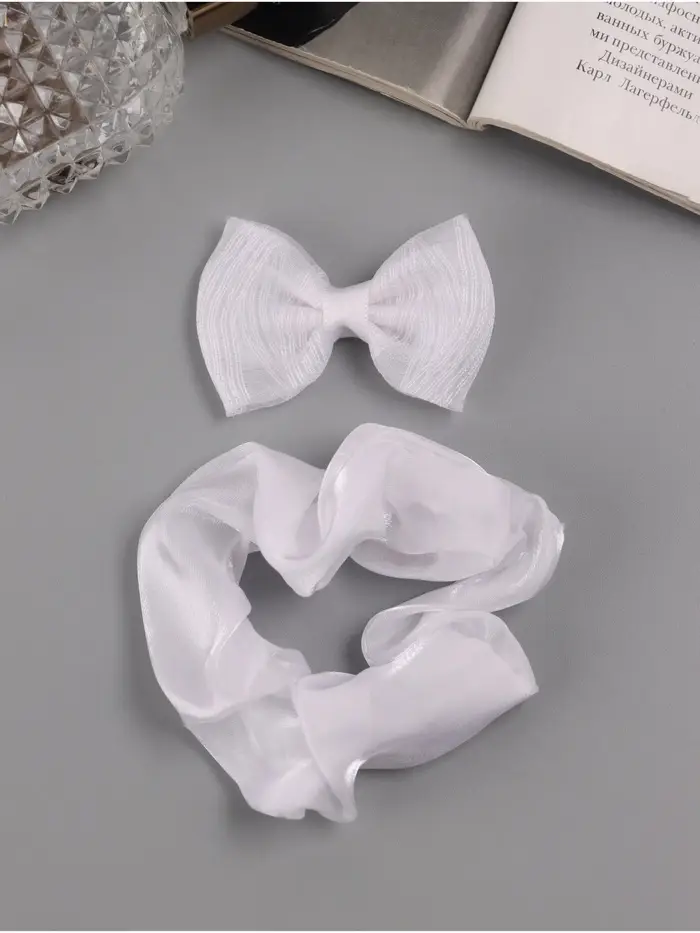 Набор для волос Выбражулька &laquo;Школьница&raquo;, резинка 10 см, зажим 6.5 см, полоски, белый