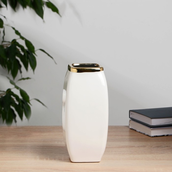 Керамическая ваза декоративная настольная «Эстер», для цветов, сухоцветов, 22 см, белый Керамическая ваза декоративная настольная «Эстер», для цветов, сухоцветов, 22 см, белый