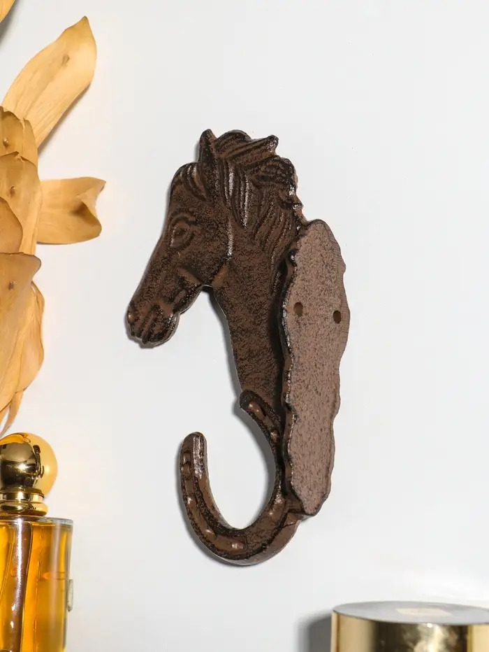 Крючок настенный &laquo;Лошадь и подкова&raquo;, ключница декоративная, чугун, 17.7&times;10.5&times;3.5 см