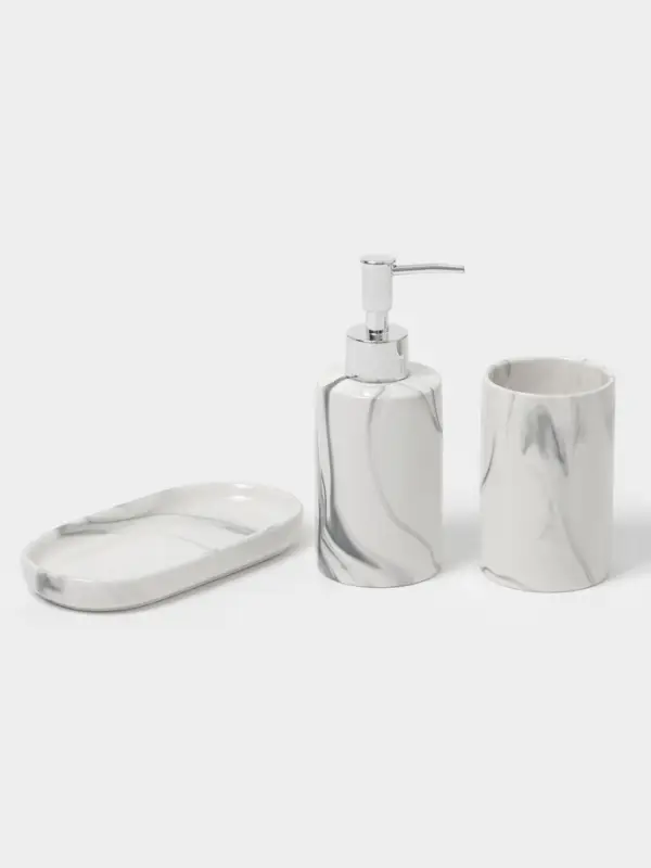 Набор аксессуаров для ванной комнаты &laquo;Сила&raquo;, 3 предмета, мыльница, дозатор для мыла 350 мл, стакан, серый