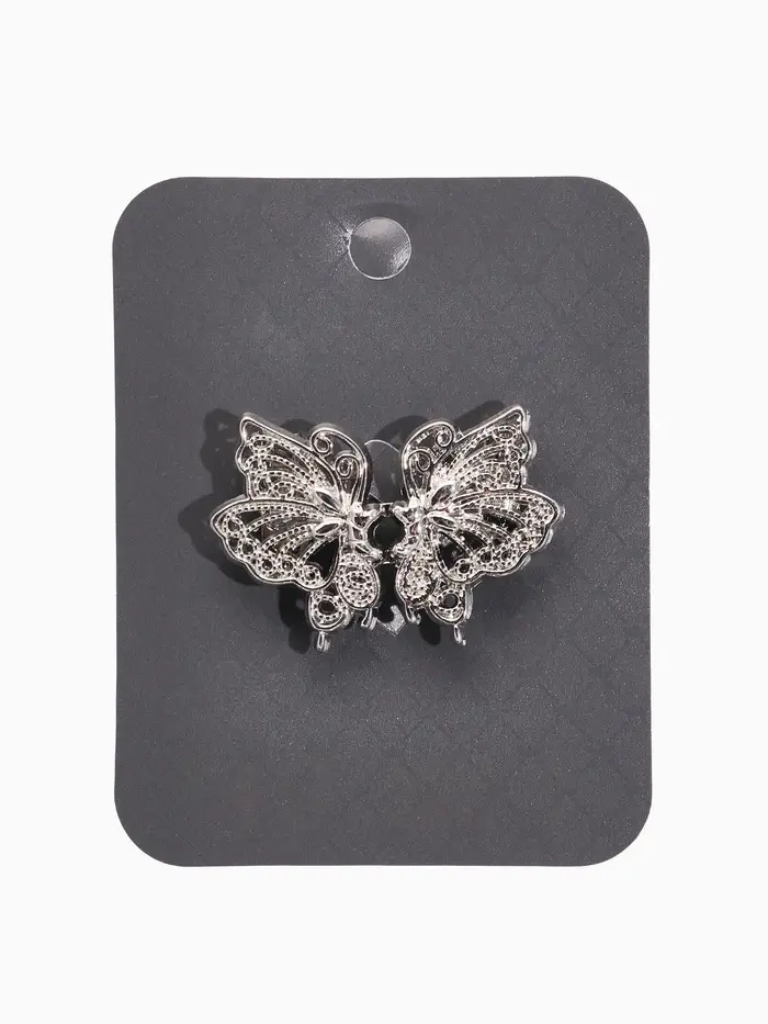 Зажим для кардигана "Ажур" бабоччка, цвет серебро