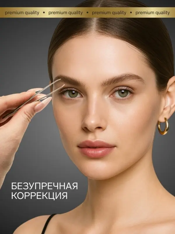Пинцет для бровей профессиональный, скошенный, узкий, 9 см