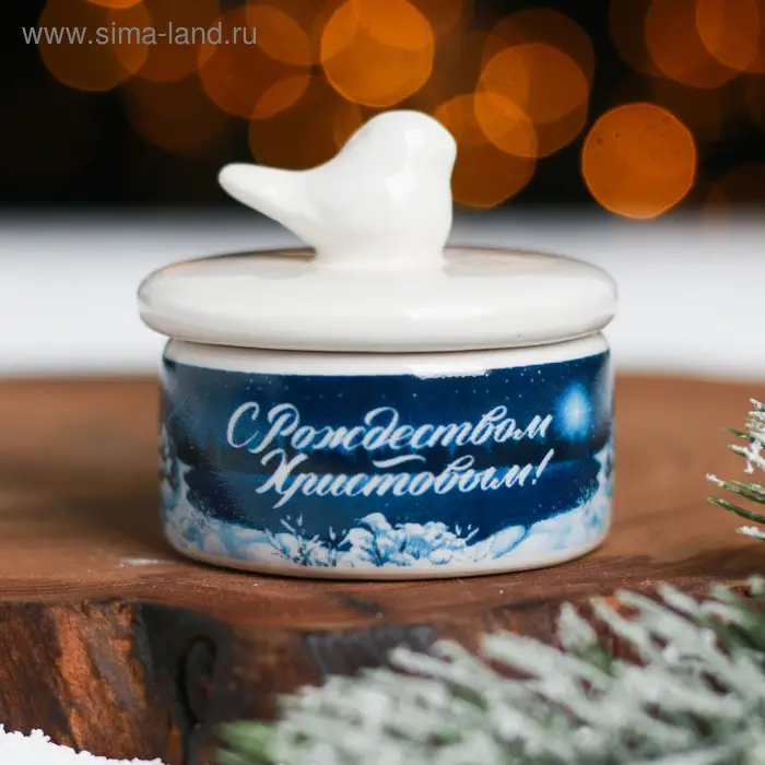 Шкатулка новогодняя «Рождественская ночь», 5.7 х 5 см Шкатулка новогодняя «Рождественская ночь», 5.7 х 5 см