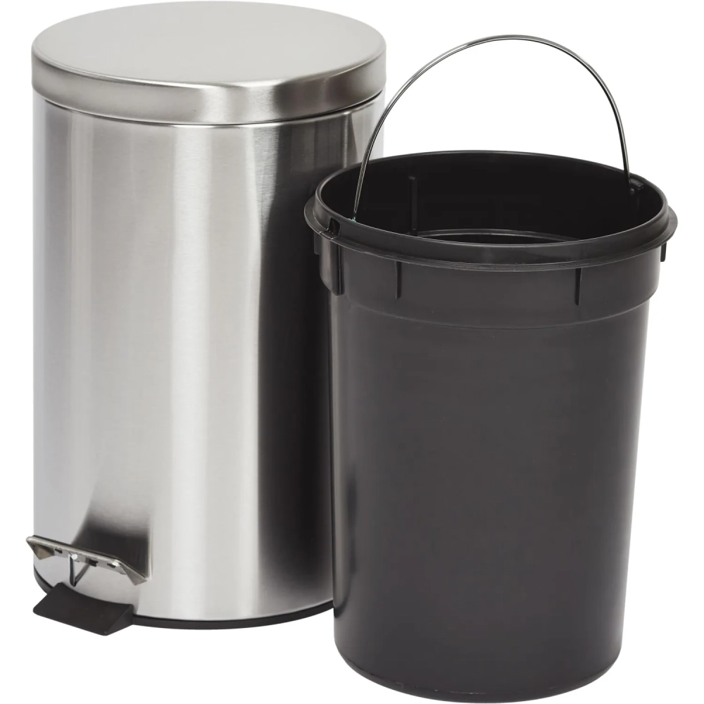 Ведро мусорное с педалью и доводчиком Luscan 12 л, матовое, нерж сталь