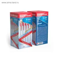 Ручка шариковая Erich Krause R=301 Classic Stick, узел 1.0 мм, чернила красные, длина линии письма 2000 метров, штрихкод на ручке