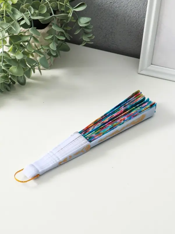 Веер пластик, текстиль Веер пластик, текстиль "Россыпь цветов" МИКС широкие лопасти 23 см