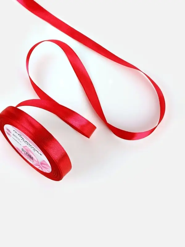 Лента атласная, 12 мм, 23±1 м, красная №26 Лента атласная, 12 мм, 23±1 м, красная №26