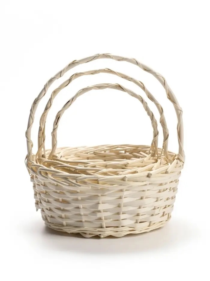 Корзина плетёная для хранения Matu, с ручкой, лоза, белая, набор 3 шт.
