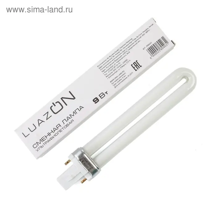 Сменная лампа Luazon LUF-20, ультрафиолетовая, UV-9W, 9 Вт, белая Сменная лампа Luazon LUF-20, ультрафиолетовая, UV-9W, 9 Вт, белая