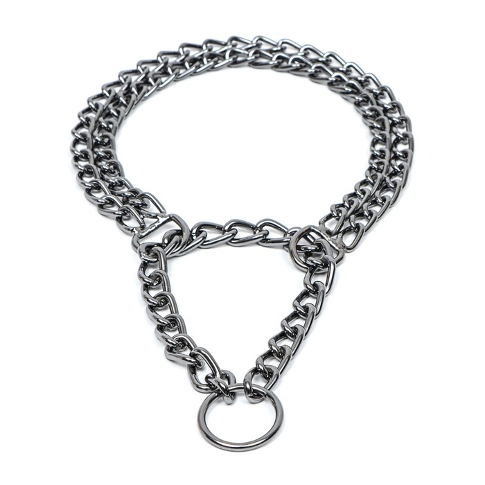 Ошейник - полуудавка металлический двухрядный, 40 см, толщина проволоки 2 мм, черный Ошейник - полуудавка металлический двухрядный, 40 см, толщина проволоки 2 мм, черный