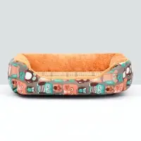 Лежанка для животных, 45&times;30&times;15 см, ротанговый коврик, бежево-серая