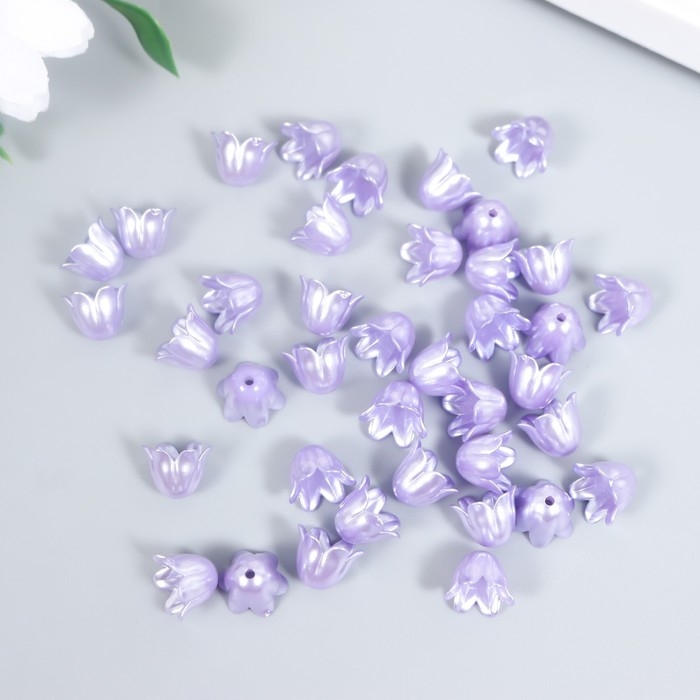 Бусины для творчества пластик Бусины для творчества пластик "Цветок ландыша жемчужный" набор 40 шт фиолетовый 1х0,9х0,9 см