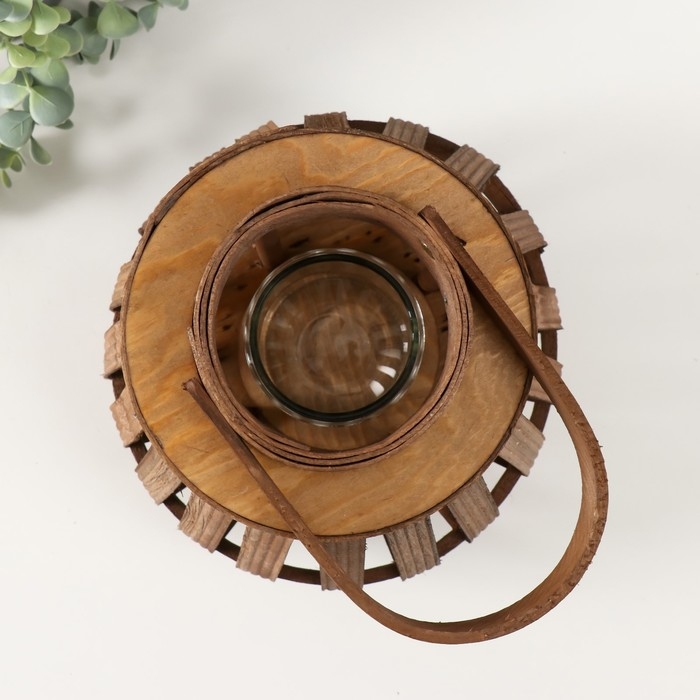 Подсвечник дерево на 1 свечу Подсвечник дерево на 1 свечу "Эко-фонарь" коричневый 10х22х24 см