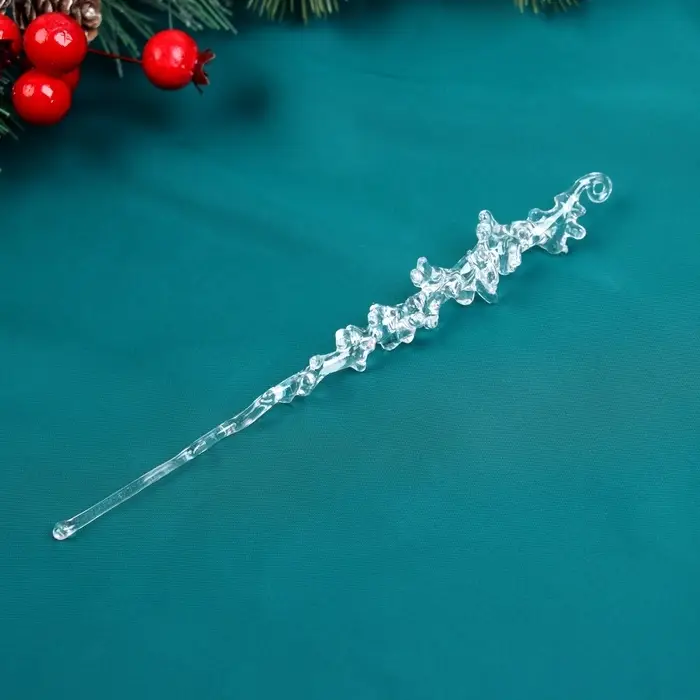 Набор ёлочных игрушек 4 шт. «Зимнее волшебство. Сосулька с капелькам» пластик, 14.5×1 см, прозрачный