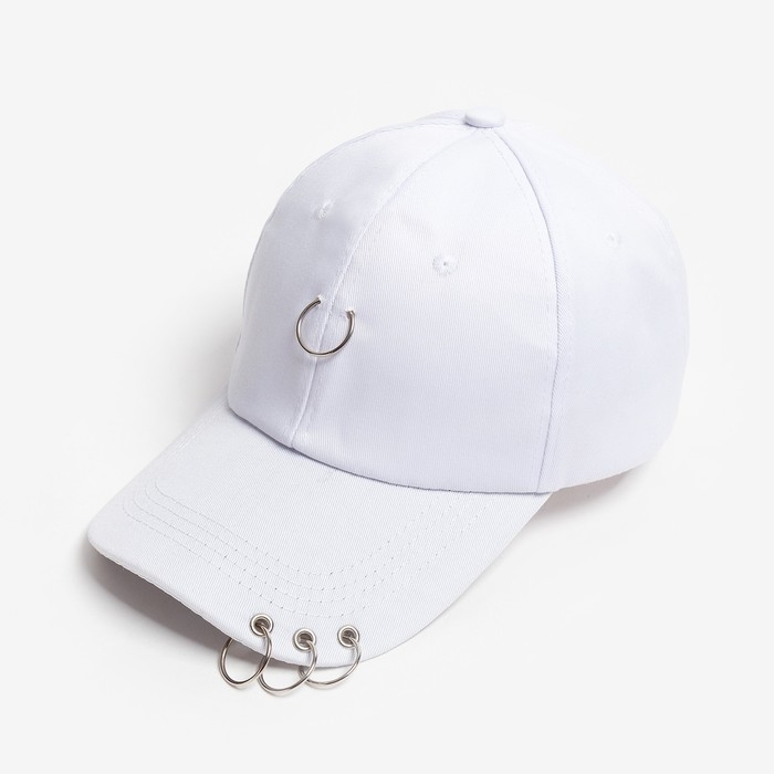 Кепка женская MINAKU с кольцами цвет белый, р-р 56-58