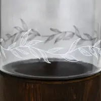 Ваза для цветов с деревянной подставкой из темного стекла, 25.5&times;10 см, 1.25 литра