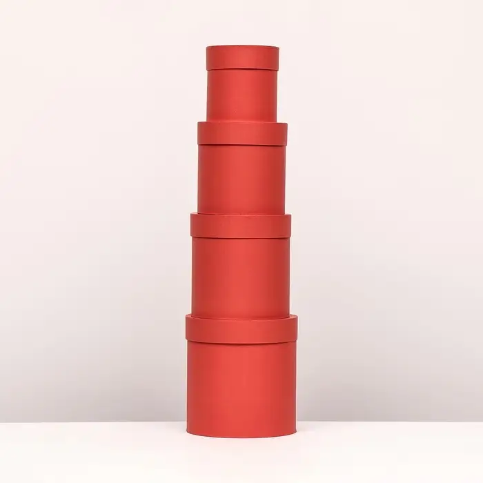 Набор шляпных подарочных коробок 4 в 1 &laquo;Красный&raquo;, 20&times;20 ‒11&times;11 см