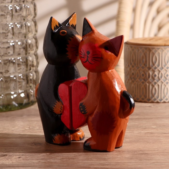 Сувенирный набор дерево Сувенирный набор дерево "Влюблённая парочка кошек" 16х5х16,5 см