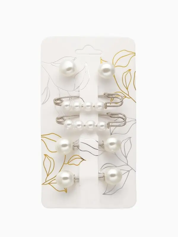 Набор булавок &laquo;Жемчужная нежность&raquo;, 6 шт. 3.5 см, белый в серебре