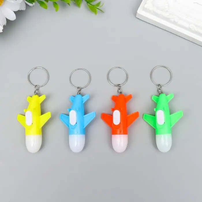 Фонарик свет на кольце  Фонарик свет на кольце "Самолет" мигает МИКС 6,3х4х2 см