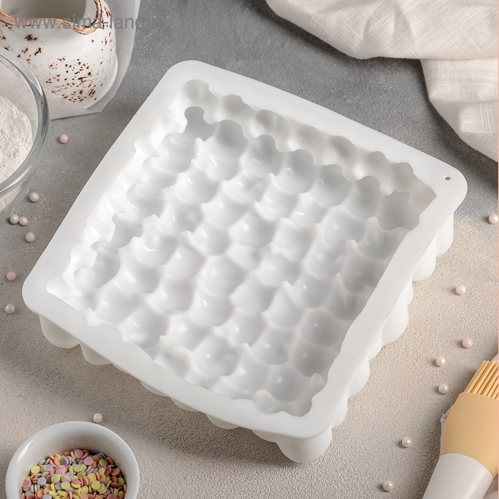 Форма для муссовых десертов и выпечки Доляна «Пузыри», силикон, 18,5×4,5 см, цвет белый Форма для муссовых десертов и выпечки Доляна «Пузыри», силикон, 18,5×4,5 см, цвет белый