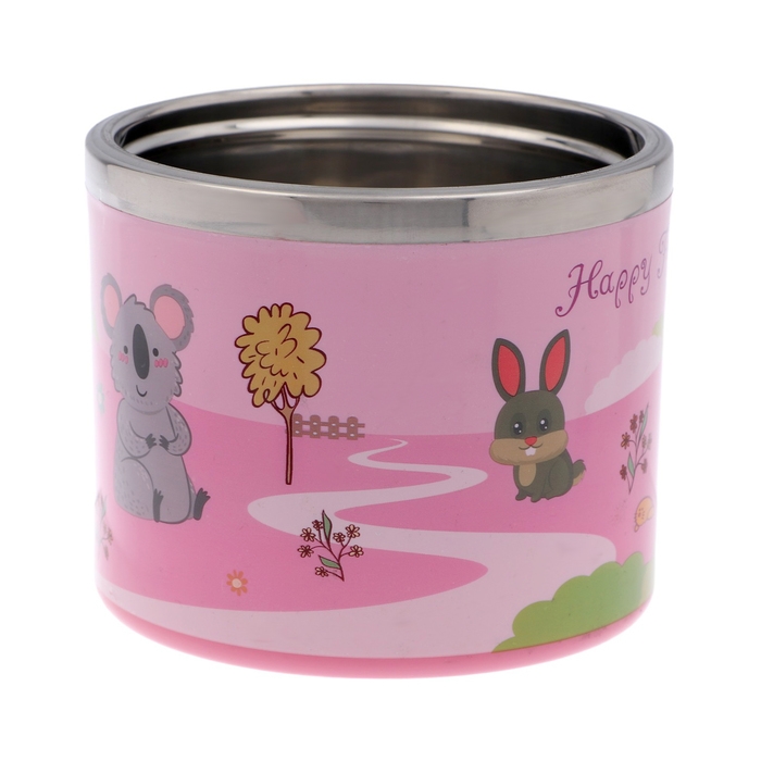 Ланч-бокс Ланч-бокс "В мире зверей", 630 мл, сохраняет тепло 3 ч, 11 х 15 см, розовый