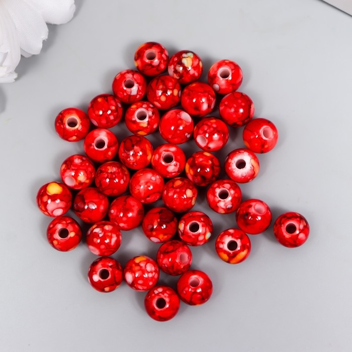 Бусины для творчества пластик "Шарики шамот красный" набор 20 гр d=1 см