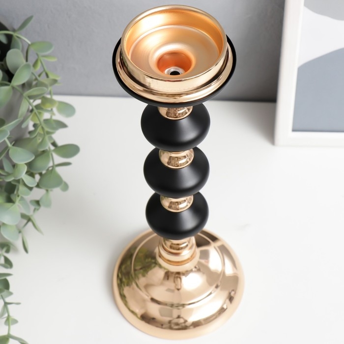 Подсвечник металл на 1 свечу "Чёрная ночь" золото 30х11х11 см