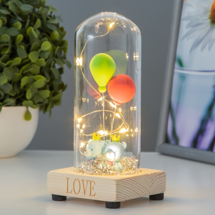 Ночник колба Ночник колба "Два мишки с шарами" LED от батареек LR44 8х8х17 см RISALUX