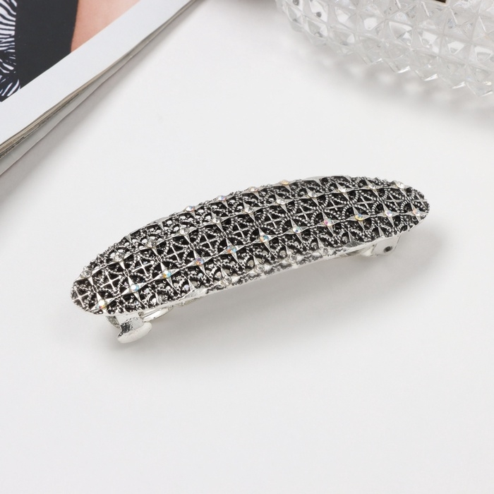 Заколка-автомат Заколка-автомат "Флоранс" классик, 8,5 см, серебро