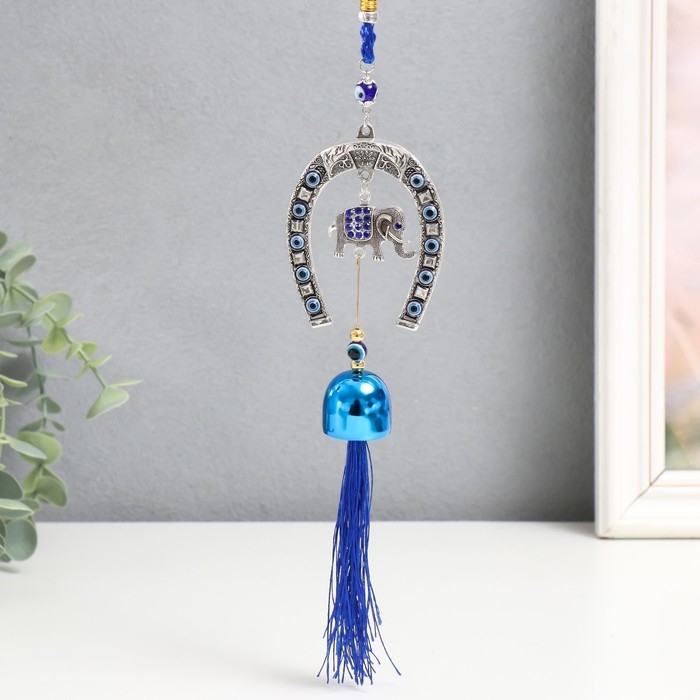 Музыка ветра металл Музыка ветра металл "Слон и подкова" от сглаза с кисточкой 1 колокольчик 20 см