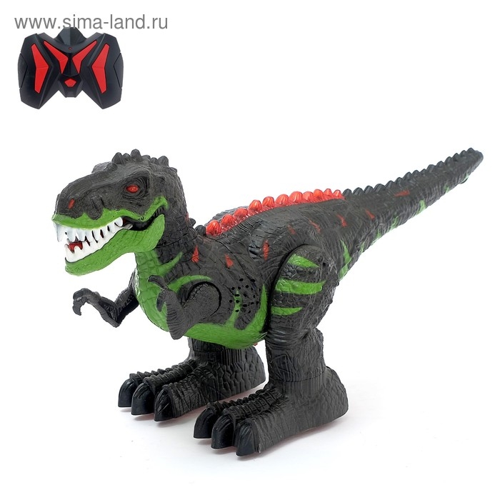Динозавр радиоуправляемый T-REX, двигает головой, работает от аккумулятора, свет и звук, МИКС Динозавр радиоуправляемый T-REX, двигает головой, работает от аккумулятора, свет и звук, МИКС