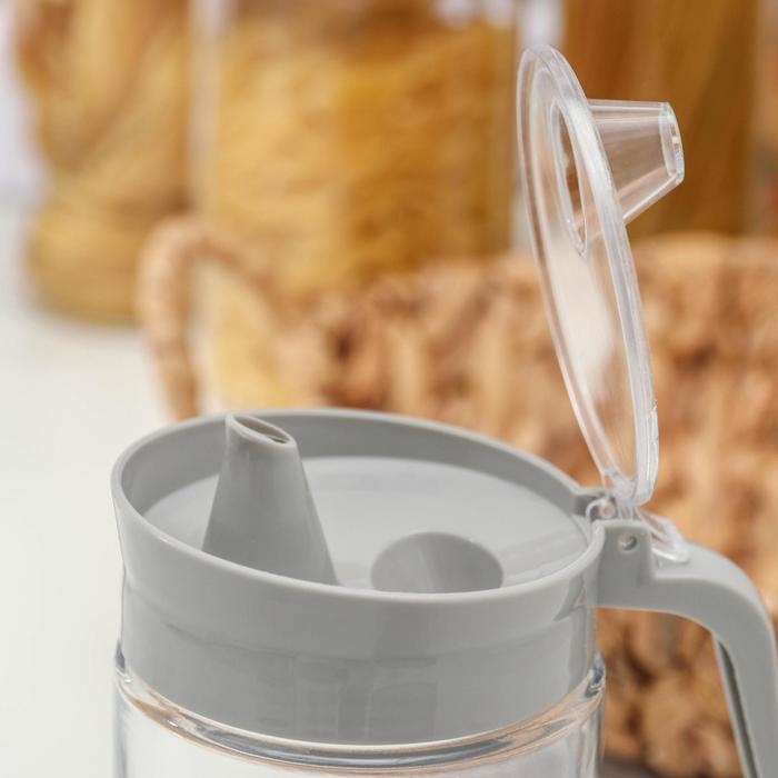 Набор стеклянных ёмкостей для сыпучих продктов с кувшином для масла &laquo;Модерн&raquo;, 5 шт, цвет серый