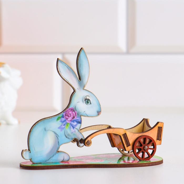 Подставка для яйца Подставка для яйца "Кролик с тележкой", фанера