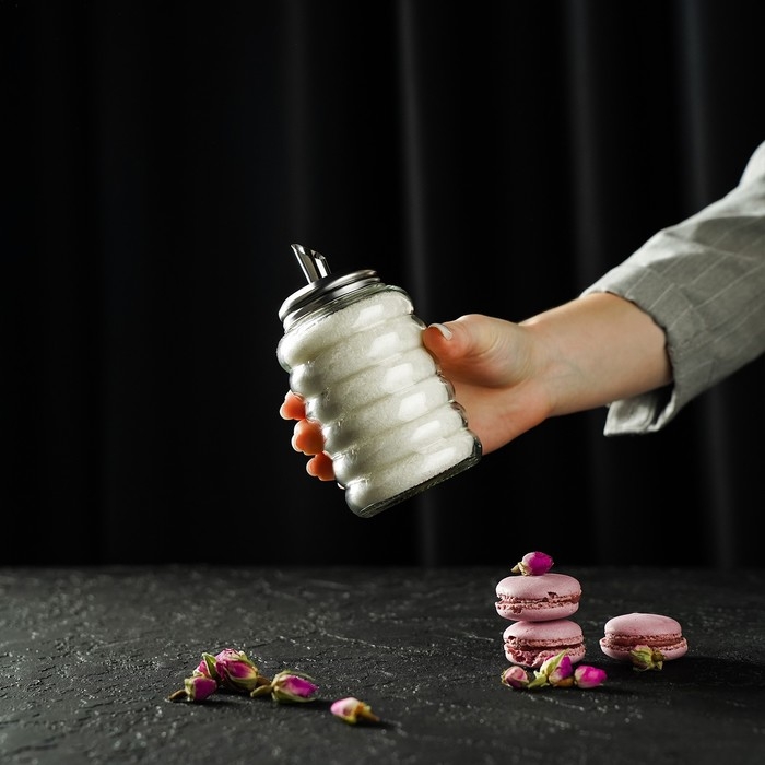 Сахарница стеклянная с дозатором Доляна «Волны», 280 мл, 7×13,5 см Сахарница стеклянная с дозатором Доляна «Волны», 280 мл, 7×13,5 см